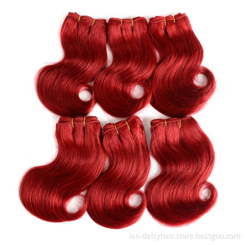 Brazilian Short  Body Wave Human Hair 6 inches Bundles Remy Human Hair High Ratio Red color Hair